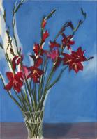  Gladiolas with Blue Background